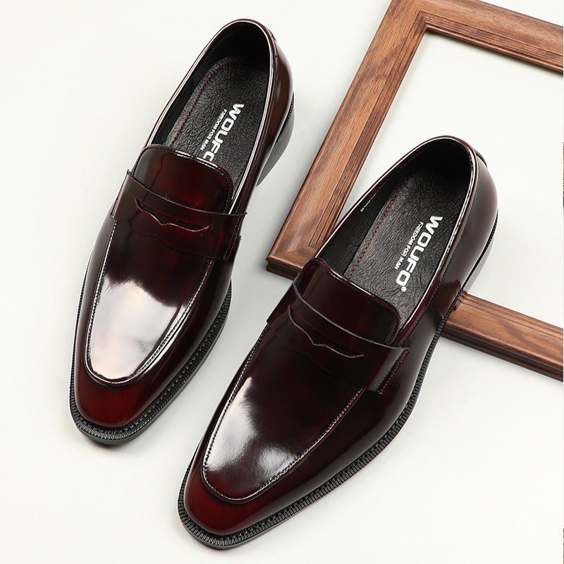 Men's Square-toe Patent Leather Business Formal Shoes