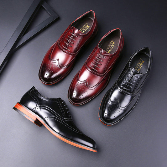 Formal leather shoes men's carved brogue men's shoes