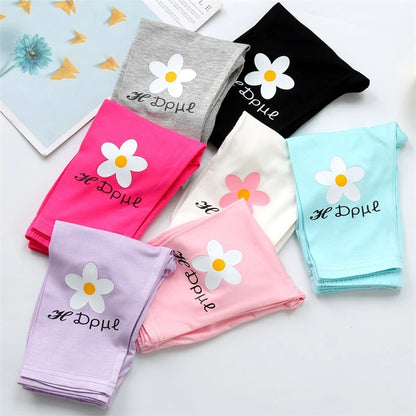 Summer Girls Leggings Baby Kids Skinny Slim Pants Modal Cotton Girl Flower High Stretch Legging Thin Casual Wear Knee Length