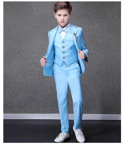 Children Sky Blue Photograph Suit Flower Boys Wedding Dress