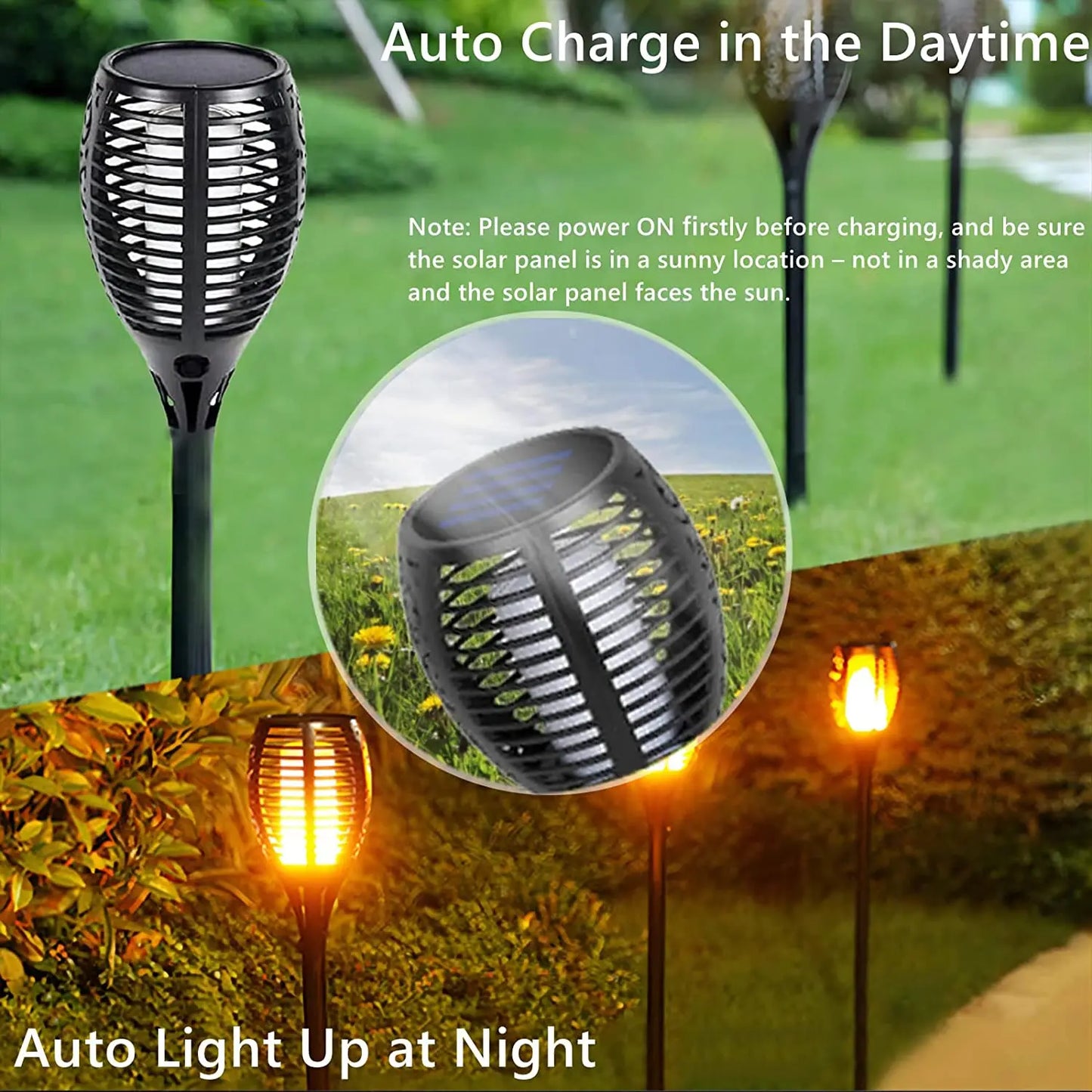 Outdoor 96LED Solar Flame Torch Lights Flickering Light Dancing Led Waterproof Garden Decoration Lawn Path Yard Patio Lamps