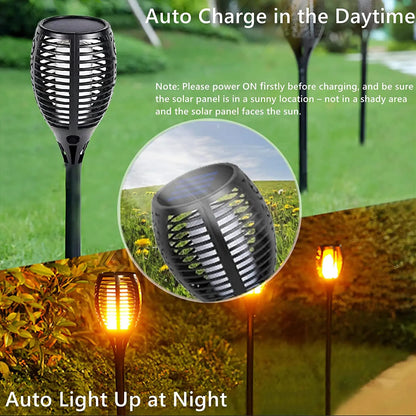 Outdoor 96LED Solar Flame Torch Lights Flickering Light Dancing Led Waterproof Garden Decoration Lawn Path Yard Patio Lamps