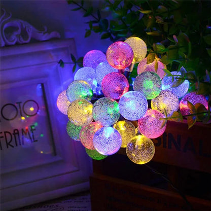 Solar Lamp Crystal Ball LED String 50 LEDS 10M Multi Color Lights Waterproof Fairy Garland For Outdoor Garden Xmas Wedding