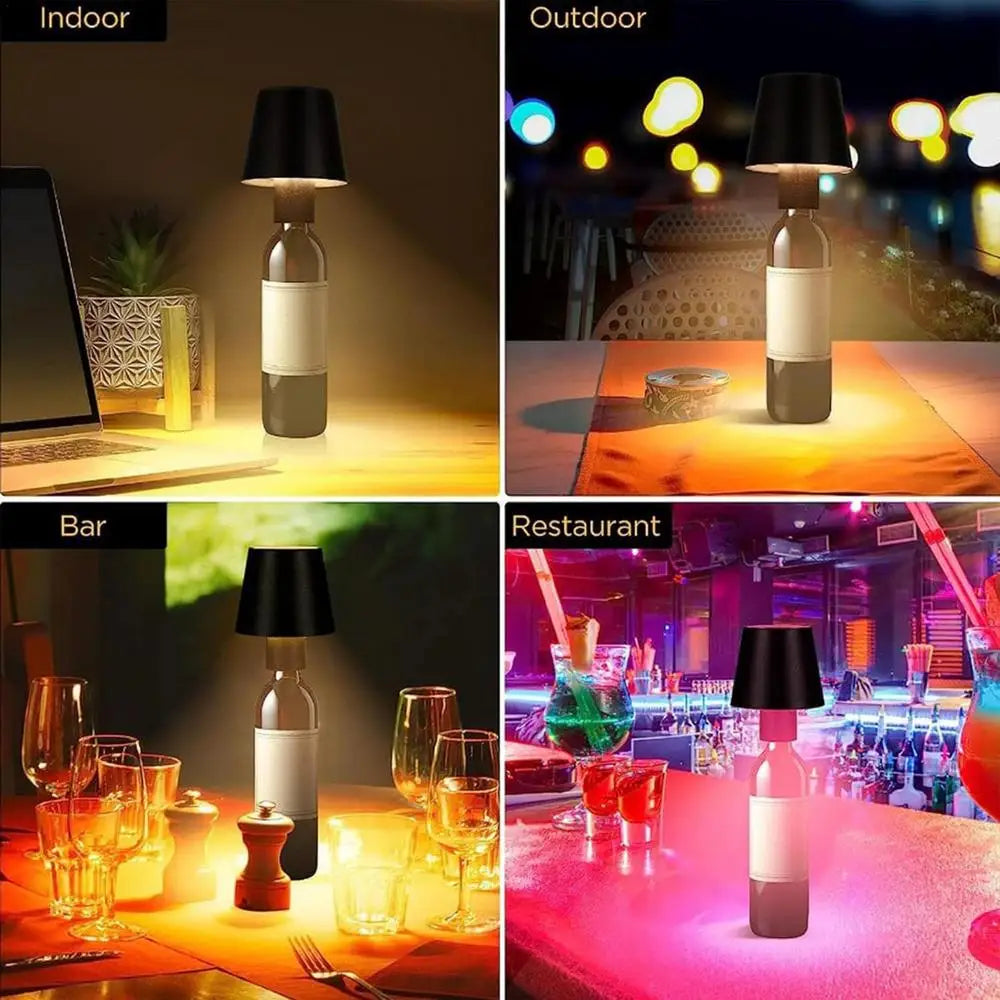 Rechargeable Wireless Bottle Lamp Dimming LED Wine Bottle Lamp Battery Operated Bar Restaurant Dining Touch Control Lamp Shade