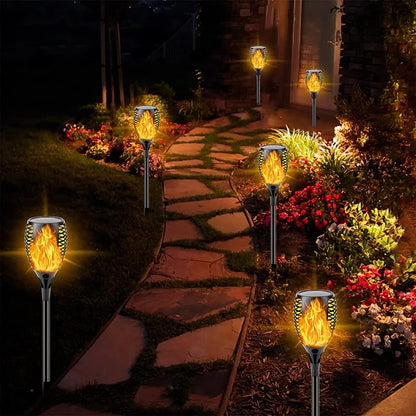 Outdoor 96LED Solar Flame Torch Lights Flickering Light Dancing Led Waterproof Garden Decoration Lawn Path Yard Patio Lamps