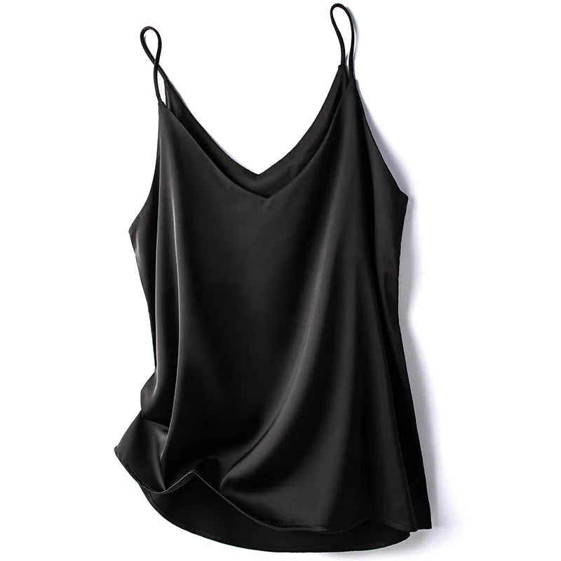 2023 Summer Camisole Slim Vest Sexy Women Sleeveless V-Neck Gray Tee Tank Tops Female Solid Black/White Korean Crop Tops Y2k