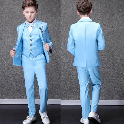 Children Sky Blue Photograph Suit Flower Boys Wedding Dress