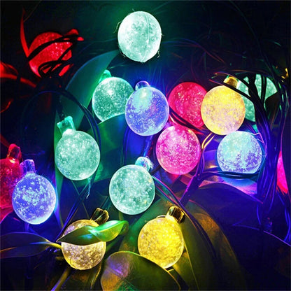 Solar Lamp Crystal Ball LED String 50 LEDS 10M Multi Color Lights Waterproof Fairy Garland For Outdoor Garden Xmas Wedding