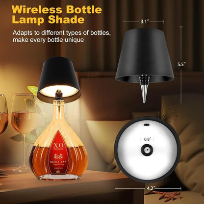 Wireless Bottle Lamp, 3 Color Rechargeable Wine Bottle Lights for Bars Restaurants (Pearl Black, 1PC)