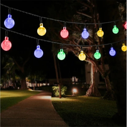 Solar Lamp Crystal Ball LED String 50 LEDS 10M Multi Color Lights Waterproof Fairy Garland For Outdoor Garden Xmas Wedding