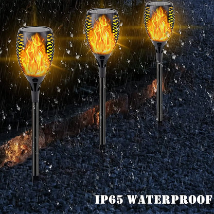 Outdoor 96LED Solar Flame Torch Lights Flickering Light Dancing Led Waterproof Garden Decoration Lawn Path Yard Patio Lamps