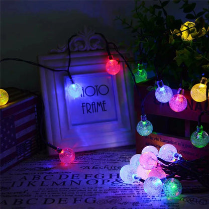 Solar Lamp Crystal Ball LED String 50 LEDS 10M Multi Color Lights Waterproof Fairy Garland For Outdoor Garden Xmas Wedding