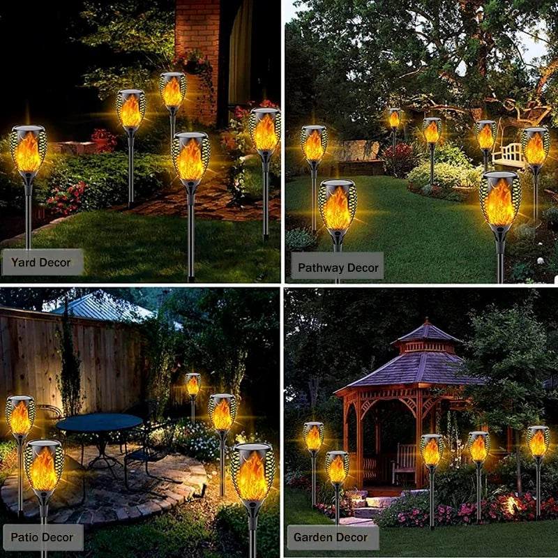 Outdoor 96LED Solar Flame Torch Lights Flickering Light Dancing Led Waterproof Garden Decoration Lawn Path Yard Patio Lamps