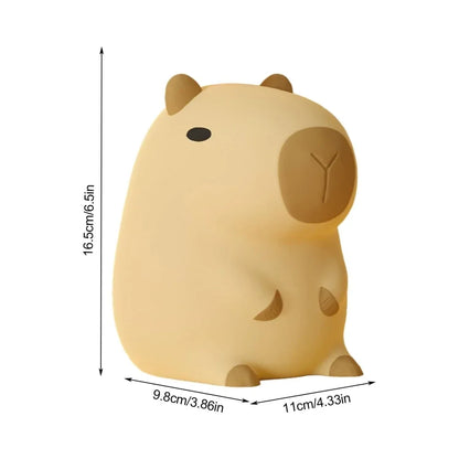 Silicone Capybara Night Lights Portable USB Rechargeable Animal Touch Control Lamp with Timing Function for Home Bedroom Decor