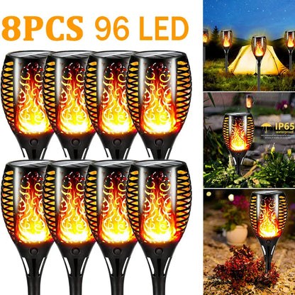 Outdoor 96LED Solar Flame Torch Lights Flickering Light Dancing Led Waterproof Garden Decoration Lawn Path Yard Patio Lamps