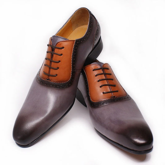 Men's Color Blocking Formal Leather Shoes